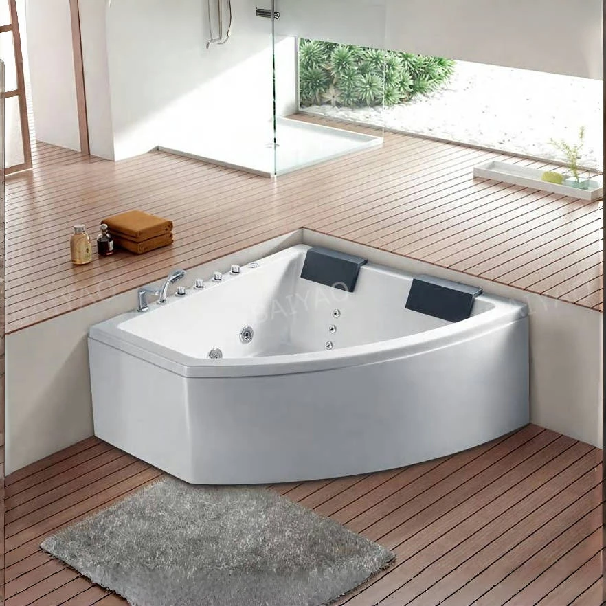 

2-местная угловая ванна Jakuzi, массажная гидромассажная гидромассажная ванна, комплект для ванной комнаты, белая гидромассажная ванна, спа для взрослых