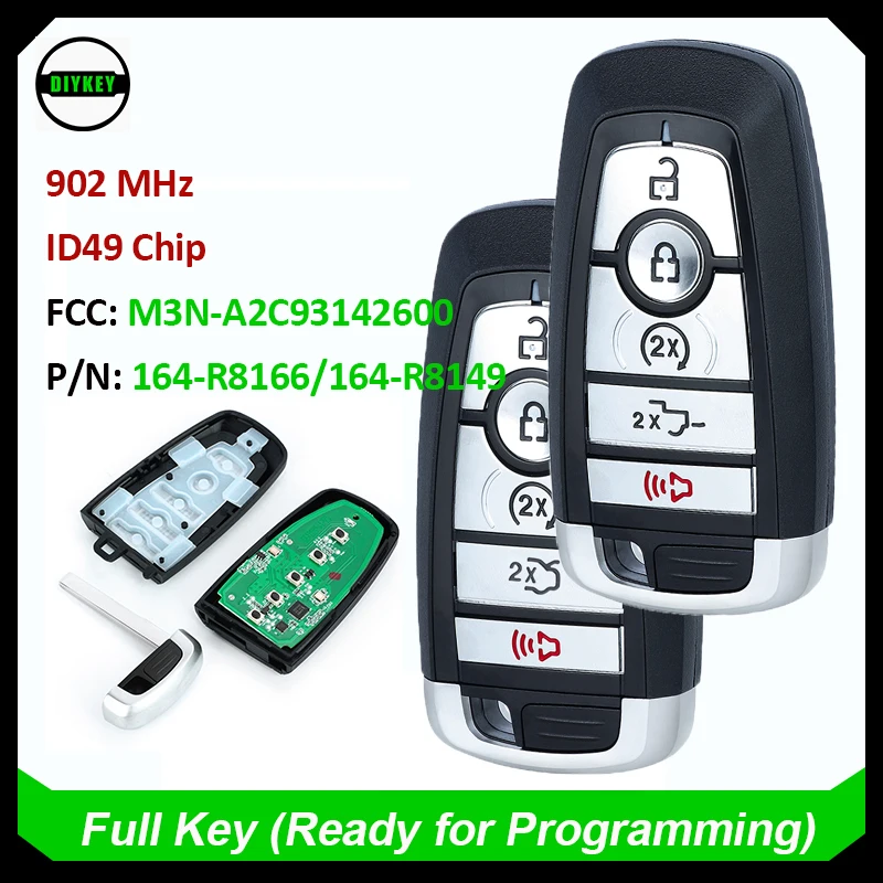 

Смарт-пульт дистанционного управления DIYKEY 164-R8149 / 164-R8166 902 МГц для Ford Fusion Edge Explorer 2017-2022 для Ford F-Series M3N-A2C93142600