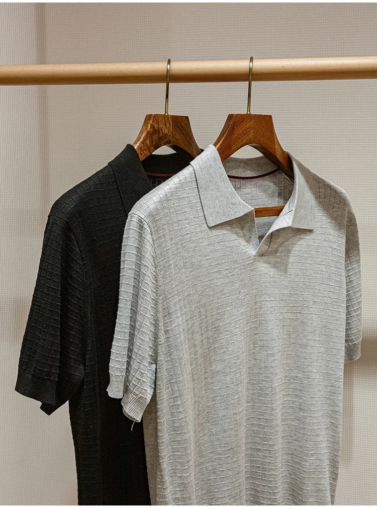 

LP Wool Lyocell Blended Men's Casual Lapel Short Sleeve POLO Shirt