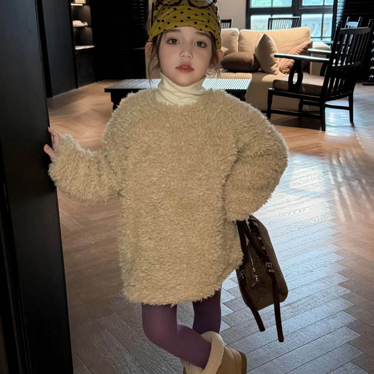 Children's Clothing 20226 Autumn Winter New Children's Clothing Girls Fluffy Fur Skirt Thickened Long Sleeve Dress