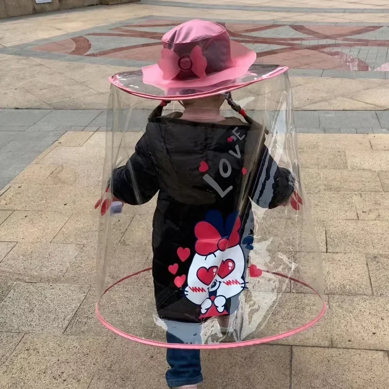 

Outdoor Umbrella Raincoat Cape Transparent Kids Long Raincoat Waterproof Motorcyclist Children's Overalls For Children Rain Gear