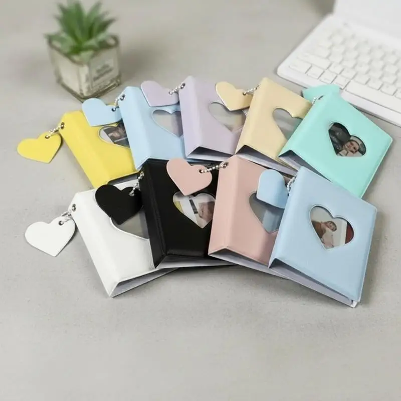 Cute Love Photocard Holder 3 Inch 40 Pockets Hollow Mini Photo Album for Student Daily Lomo Card Organization Storage