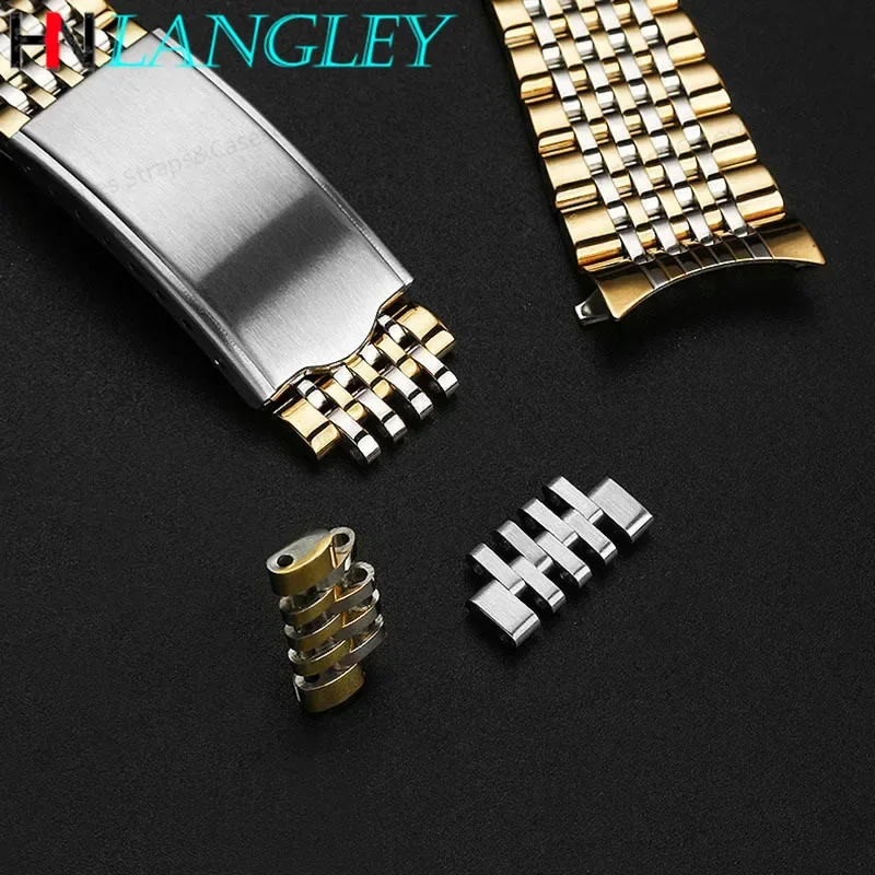 Cinturini per orologi in acciaio inossidabile con estremità curva per Omega per Seamaster Speedmaster 18mm 19mm 20mm Bracciale da uomo con cinturino ultrasottile a nove perline