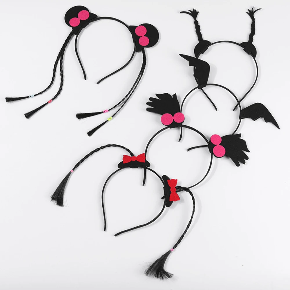 

Funny Pigtails Shape Hairband For Women Creative Briads Bow Hairhoops Cosplay Christmas Party Hair Accessories Headwear Gifts