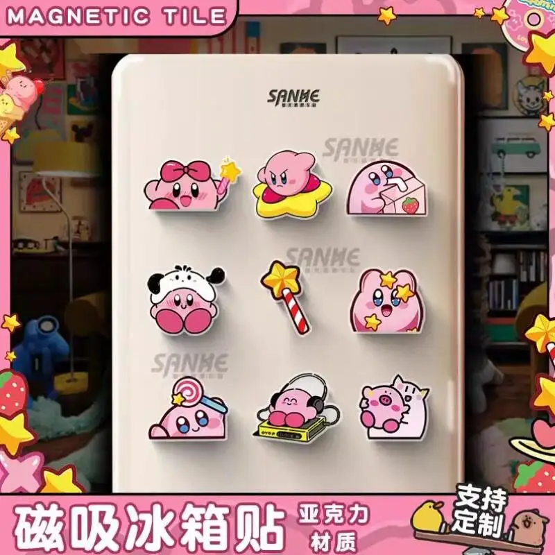 Cute Chibi Kirby Irregular Acrylic Fridge Magnet Magnetic Pegboard Decoration Collection Decor Accessories Exquisite Gifts