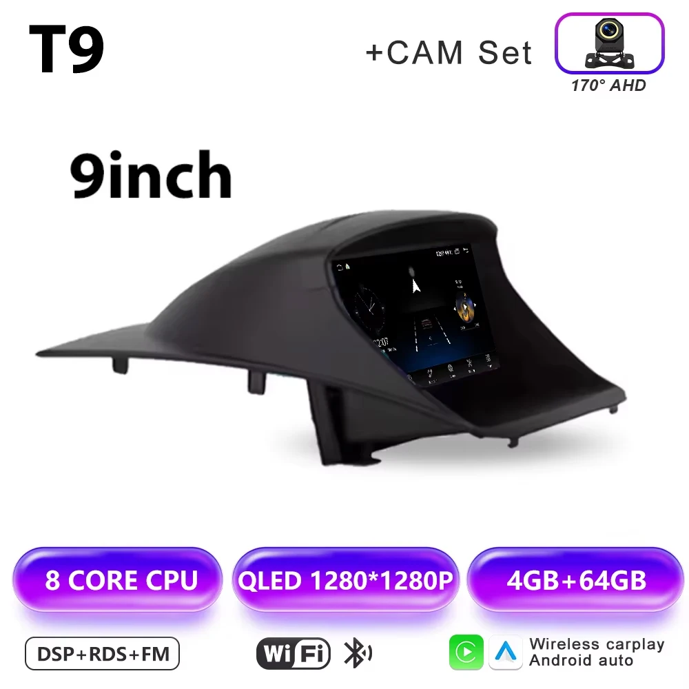 12,3 inch autoradio GPS draadloze Carplay QLED scherm voor Ford Fiesta MK6 MK7 2009-2016 LHD RHD Android multimediaspeler