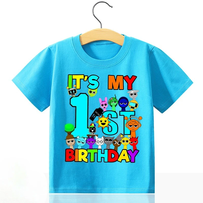

Children's Birthday Short Sleeve American Retro Printed Short Sleeve Men's and Women's Same 2025 Short Sleeve Fashion New Choice