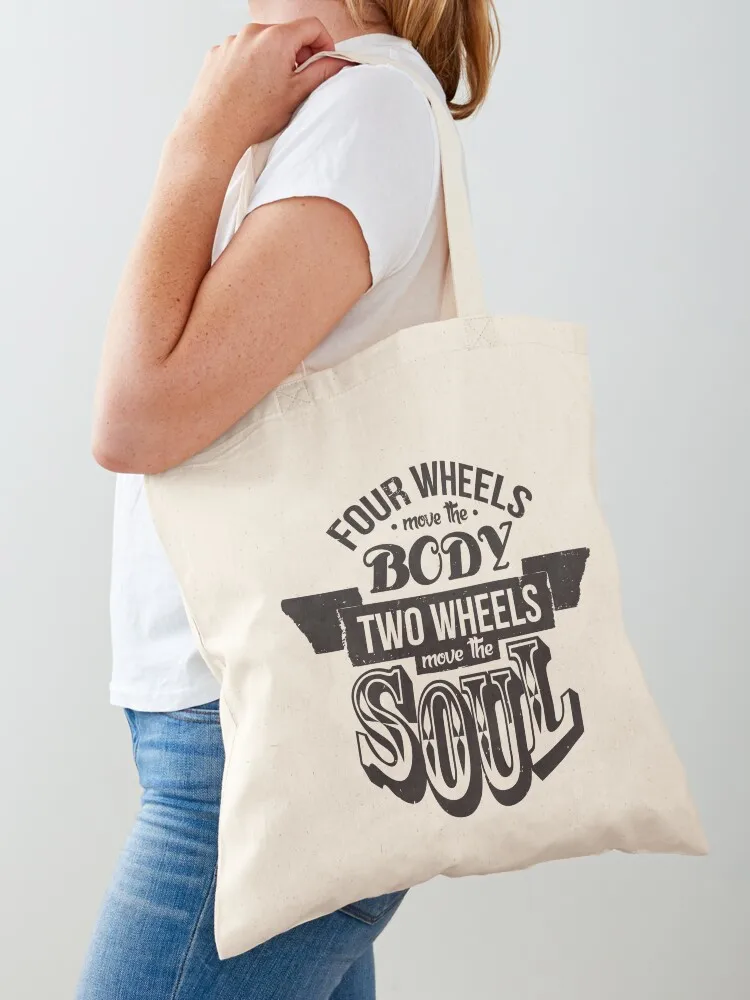 

Two Wheels Move the Soul: Black Tote Bag Cloth bag Big bag Women's beach bags Women's