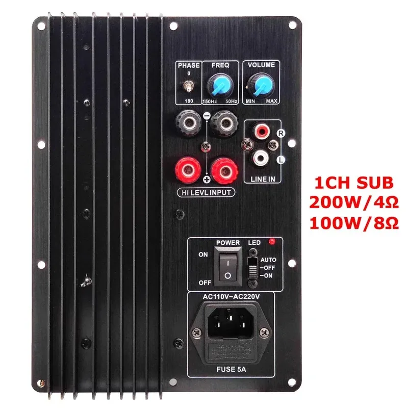 110-220V 200W 100W 헤비 서브우퍼 디지털 파워 앰프 보드 액티브 하이파이 퓨어 베이스 1채널 4옴 8옴