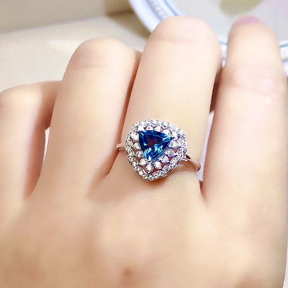 

Fashion Heart Silver Ring for Woman 6mm VVS Grade Natural Topaz Ring Sterling Silver Topaz Jewelry Gift for Wife