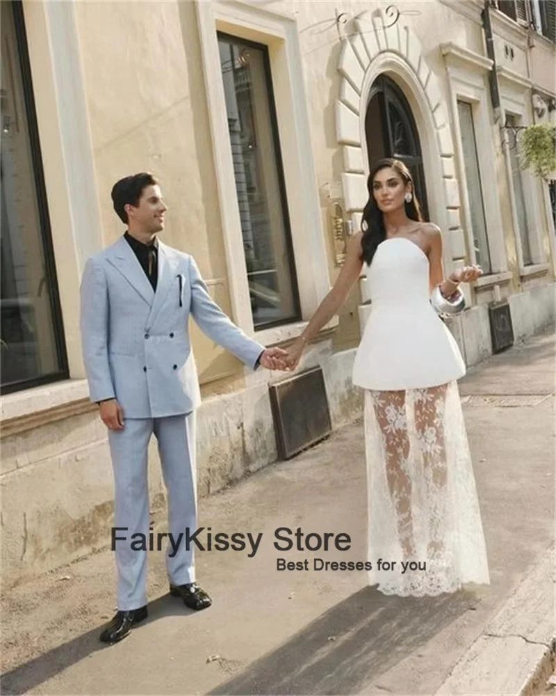 FairyKissy-vestidos De novia De encaje sin tirantes, sexys, Vestido De novia para mujer, Vestido De fiesta De boda hasta el suelo, vestidos De novia personalizados