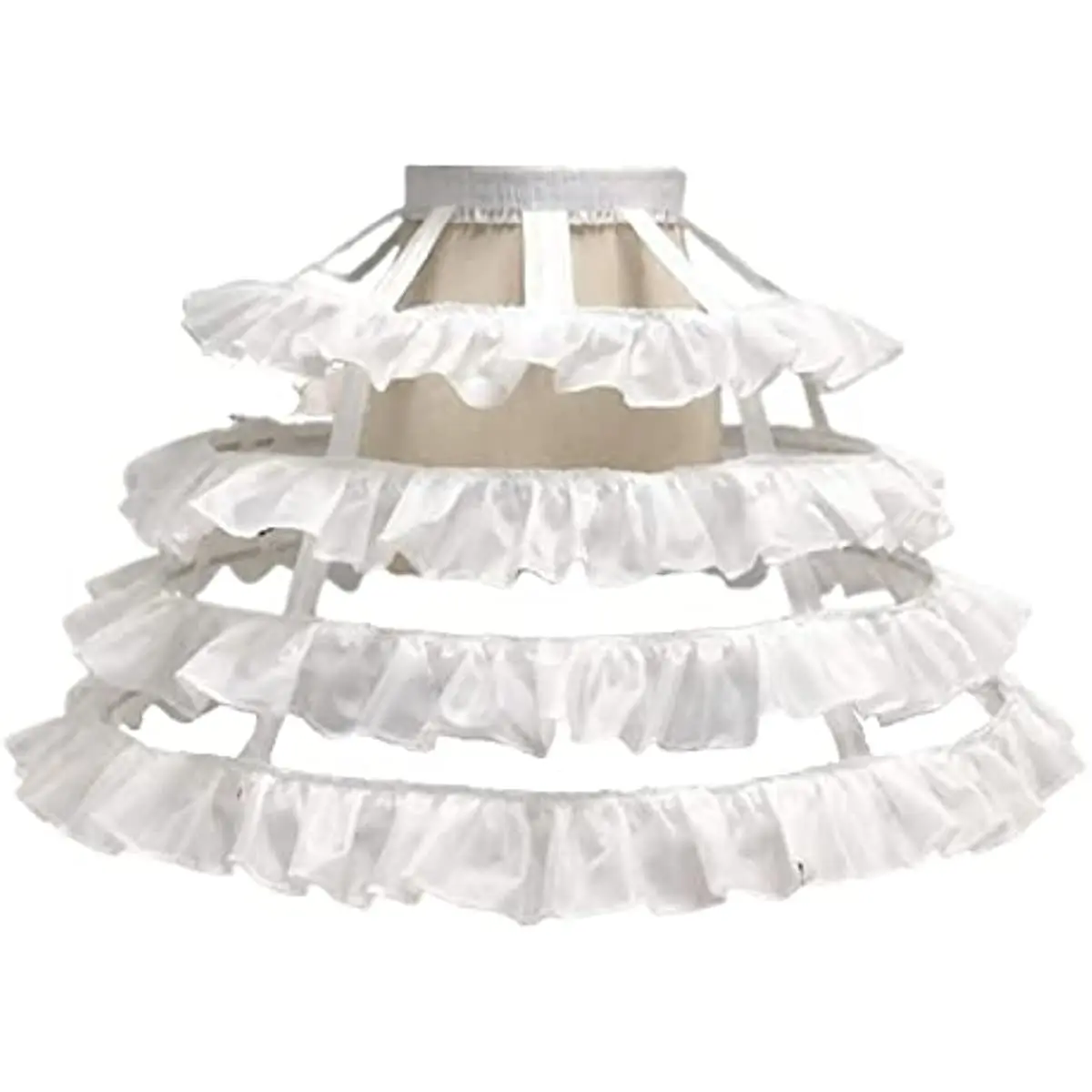 Women's A-Line 4 Hoop Skirt Petticoat Layering Lace Trim Skeleton Lolita Cosplay Birdcage Adjustable Underskirt