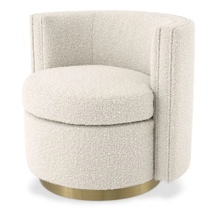 Luxury Living Room Furniture Faux Fur Barrel Chair Stainless Steel Velvet Swivel Accent Chair for Home Hotel