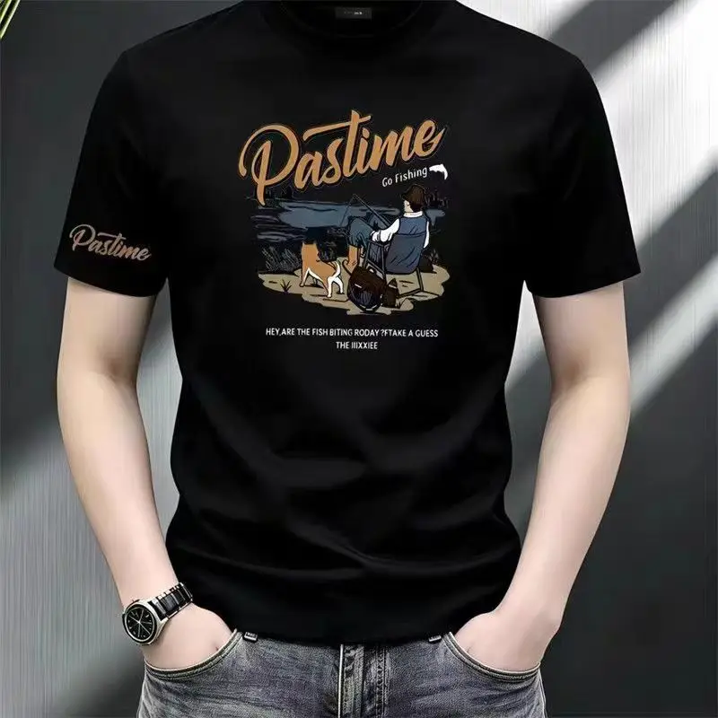 2026 model men's short-sleeved T-shirt, casual and versatile, loose-fitting top