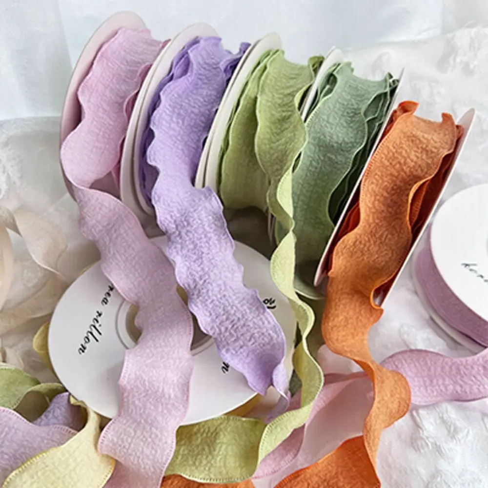 10Yards Gifts Bouquet Decor Floral Florist Hair BowKnot Wrinkled Cotton Ribbon Linseed Flower Packaging Wrapping Yarn Band