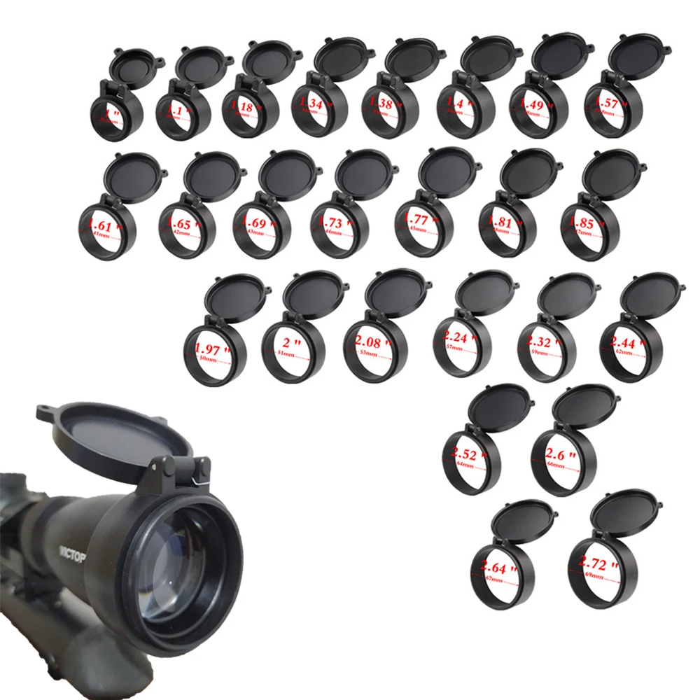 Diâmetro 25-69mm rifle scope lente capa flip spring up abertura rápida lente proteção capa poeira para caça binóculos escopos visão Semelhante a AliExpress