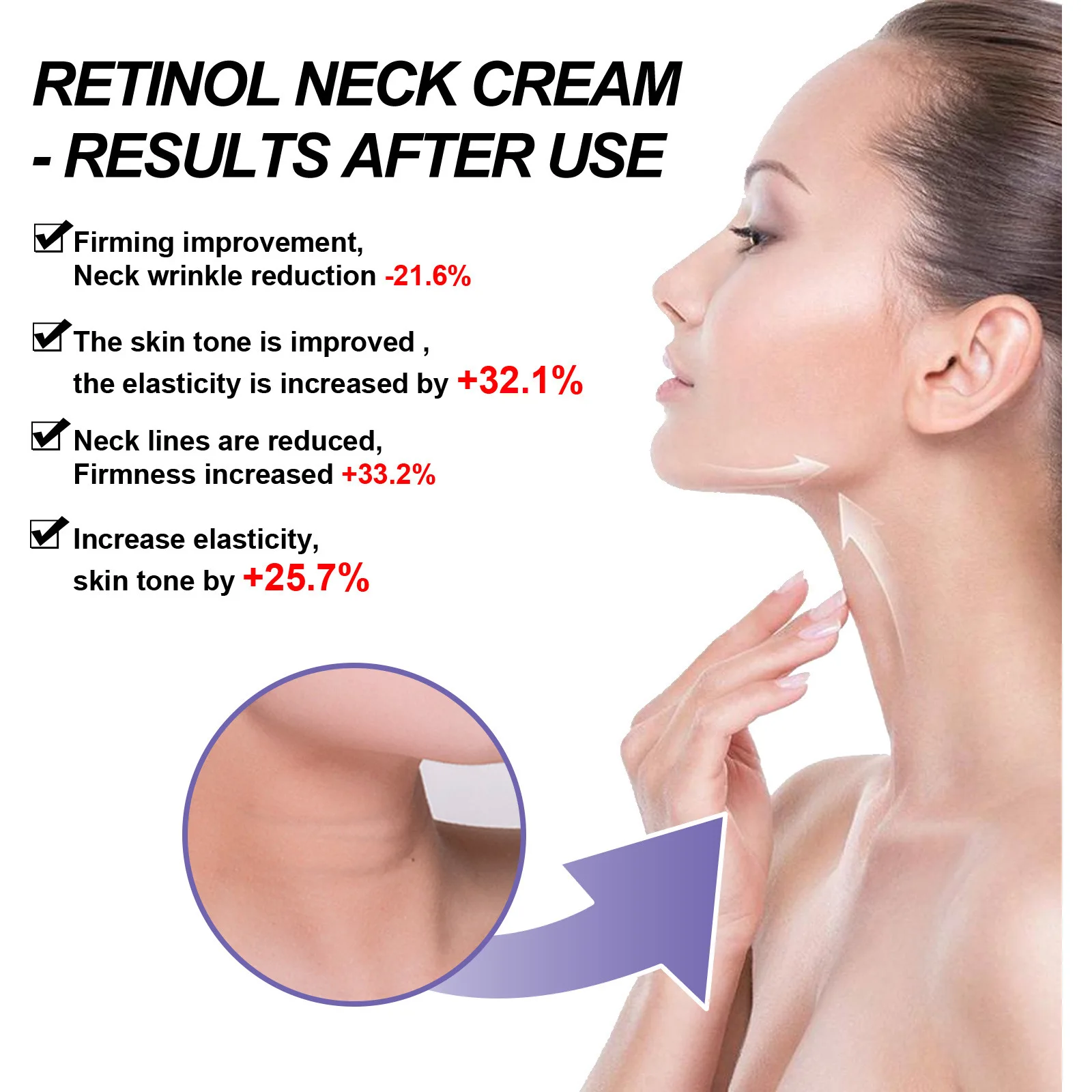 Crema para el cuello con Retinol, masaje para el cuello, desvanece las líneas finas, hidrata y reafirma la piel del cuello, cuidado de la piel