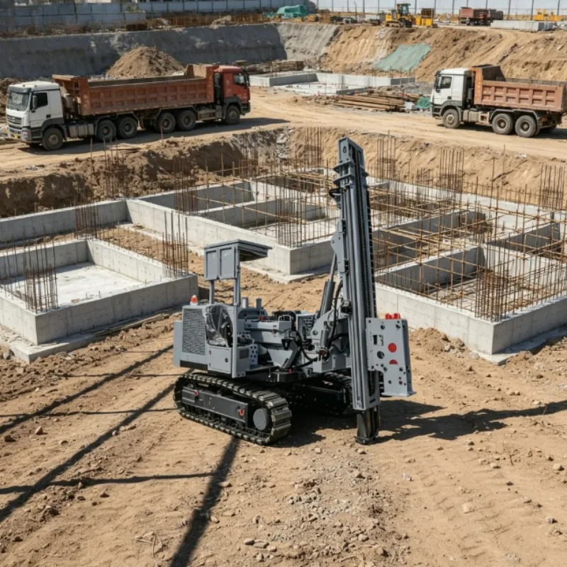 Customized Hydraulic Solar Crawler Pile Driver Rotary Screw Rig Pump Motor High Load Moment 5m Drilling Depth 50-350mm