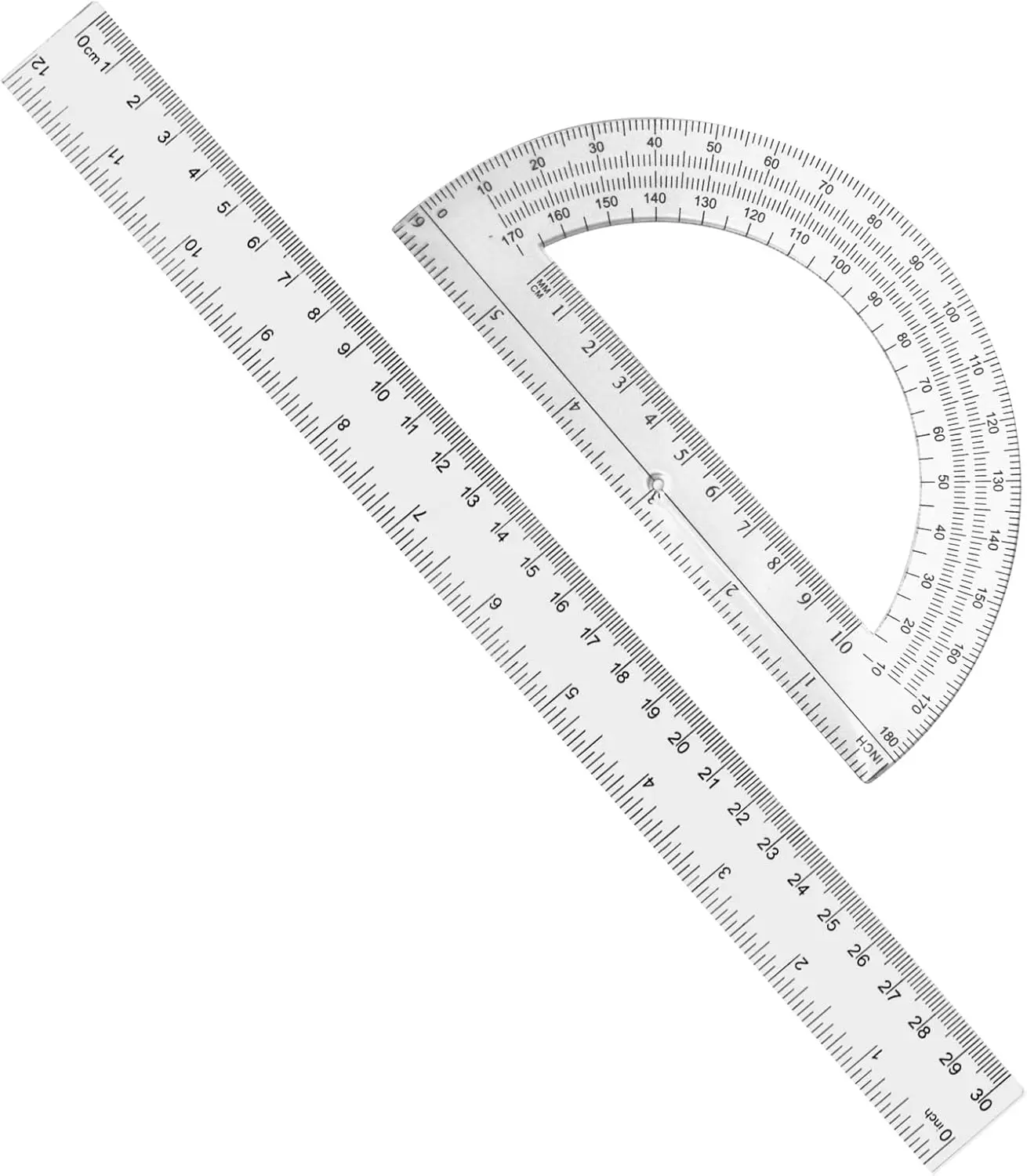 

Набор из 2 прозрачных пластиковых линеек и транспортир для математики, геометрии, школьных принадлежностей, черчения в домашнем офисе