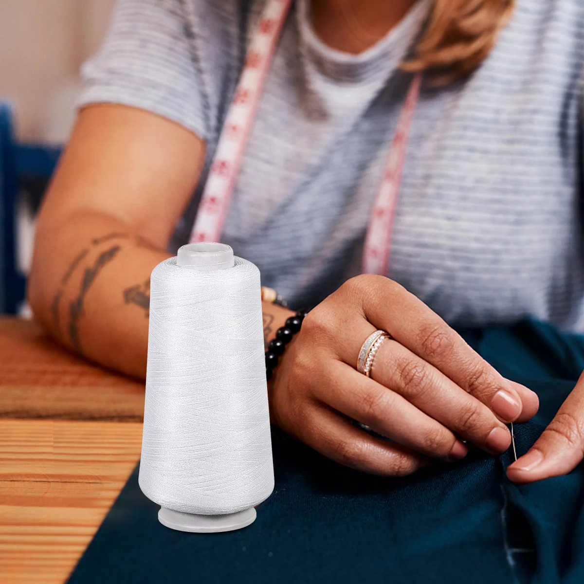 

3000 Yards High Strength Polyester Thread White Bleached Spool For Machine Hand Sewing Craft Diy Repair Denim Canvas