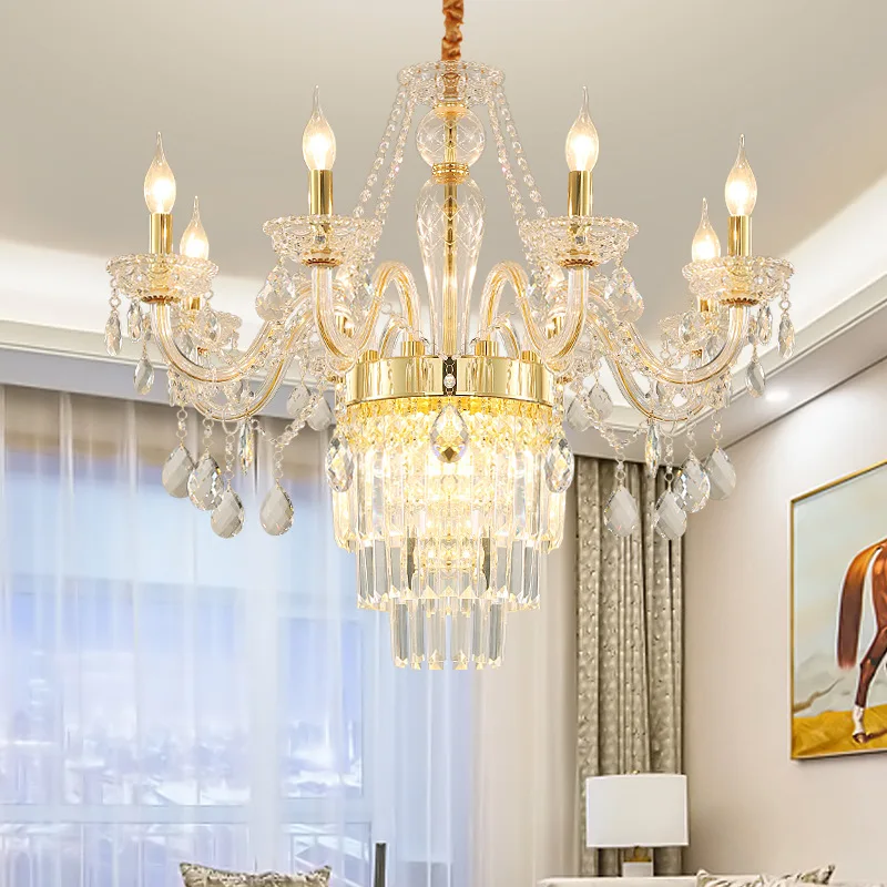 

European Style Living Room Pendant Lamp, Dining Room Lamphotel Lobby Villa Duplex Building Crystal Lamp