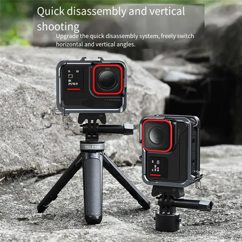 TELESIN Camera Cage For Shadowstone Insta 360 ACE PRO Vertical Quick Release Cage Protective Bezel Accessory-A31R