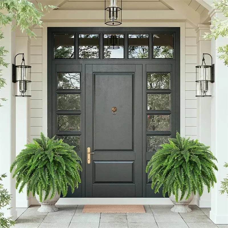 Artificial Boston Fern Hanging Plant High Simulation Greenery Faux Ferns for Outdoor Office Home