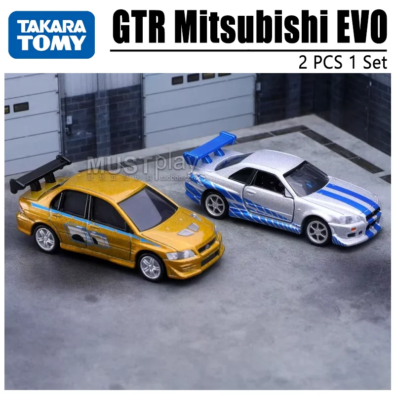 TAKARA TOMY Fast & Furious Nissan GTR Mitsubishi EVO in Stock Alloy Motor Vehicle Toy Die-casting Metal Model Collection Gifts