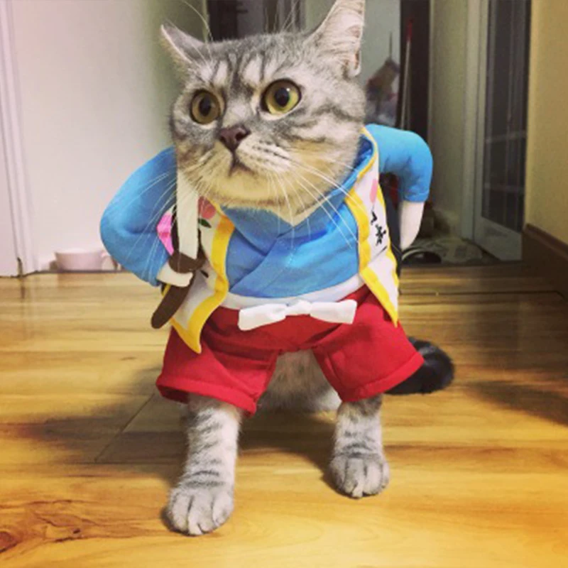 Halloween Role Play Cat Clothes Dog Fancy Dress Dress Accessories Set Funny Animal Supplies Pet Products Become Samurai Clothes