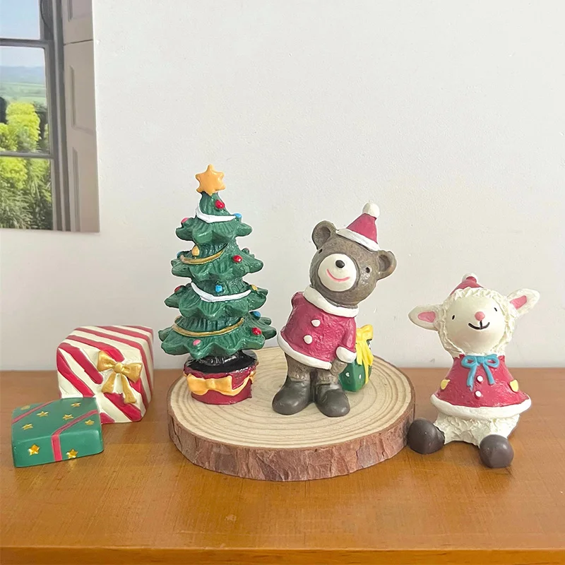 Weihnachts-Miniaturfiguren aus Kunstharz, Ornamente für den Weihnachtsbaum, Hirsch, Elch, Schneemann, Tier, Mikrolandschafts-Ornamente, Weihnachtsdekoration – Detail 7