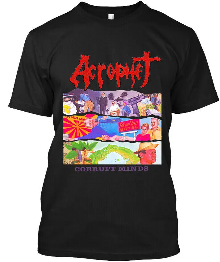 Vintage logotipo Acrophet t-shirt, mentes corruptas, música americana, alta qualidade, 100% algodão, manga curta, S-4XL, novo