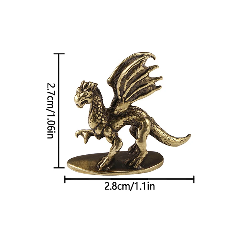 Mythical Beast Figurines Retro Home Feng Shui Decoration Solid Copper Warcraft Pterosaur Dragon Small Statue Desktop Ornament