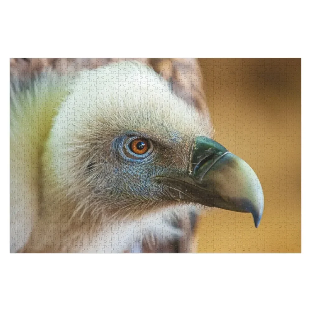 Magnificent face of a Griffon Vulture Jigsaw Puzzle Adult Wooden With Personalized Photo Custom Name Wood Works Of Art Puzzle