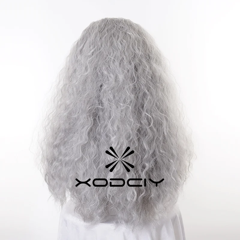 남성용 합성 머리카락 애니메이션 코스프레 가발 남성용 간달프 긴 회색 수염 가발 내열성 파티 할로윈 역할 놀이