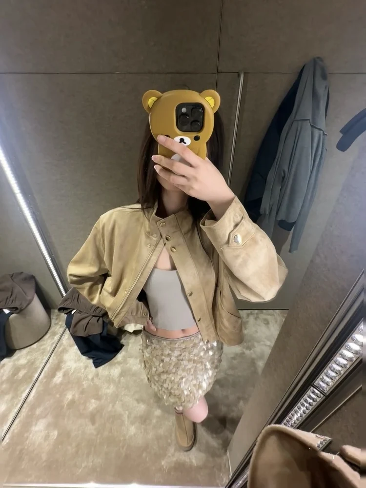 تنورة قصيرة نسائية عصرية لربيع وصيف 2025 بأسلوب بانك، خصر مرتفع مع ترتر لامع، تنورة قصيرة كاجوال من ألياف البوليستر #2