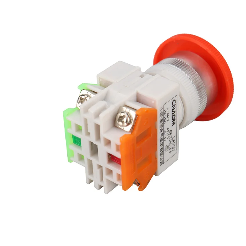 Red Mushroom Cap 1NO 1NC DPST Emergency Stop Push Button Switch AC 660V 10A Switch Equipment Lift Elevator Latching Self Lock