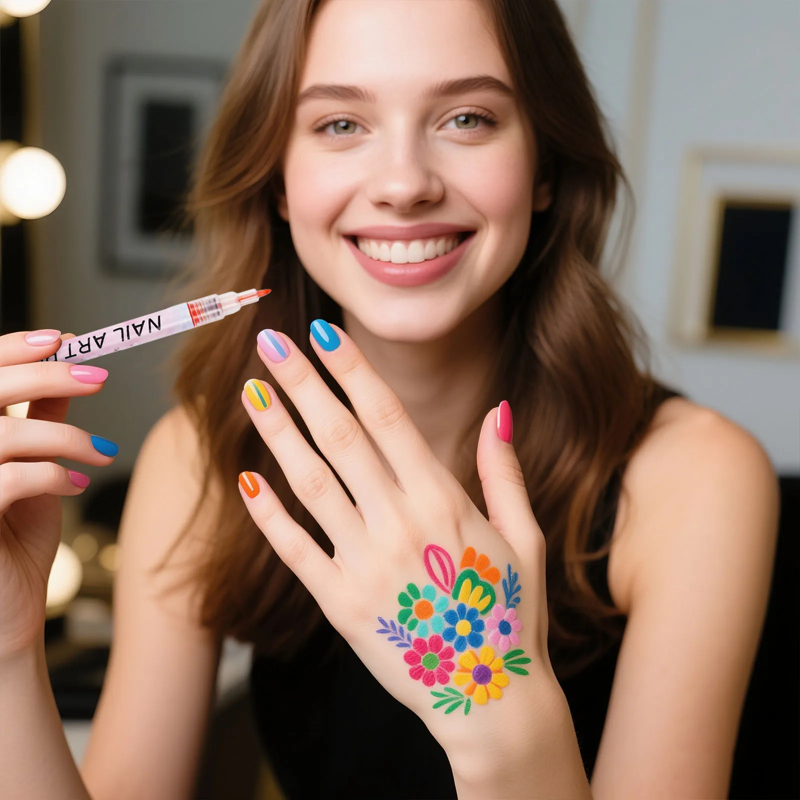 

12Pcs Nails Painting Pen Set Nail Art Doodle Pens DIY Toenails Fast-Drying Marker Colored Nail Drawing Pen Women Nails Brush