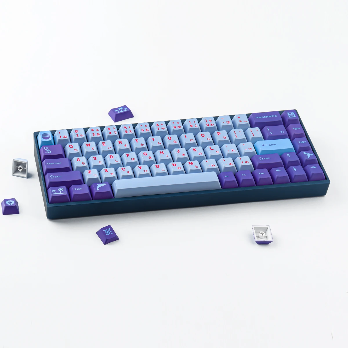 Steam Wave Keycap Cherry Profile DYE Sublimation 144 Key PBT Keycaps For  Mechanical Keyboard