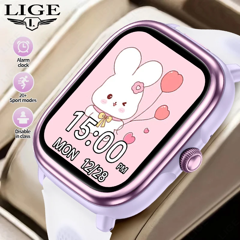 Kids Smart Watch Children Learning Watch with Games Music SOS Flashlight Heart Rate Sleep Monitor IP68 Waterproof for Boys Girls