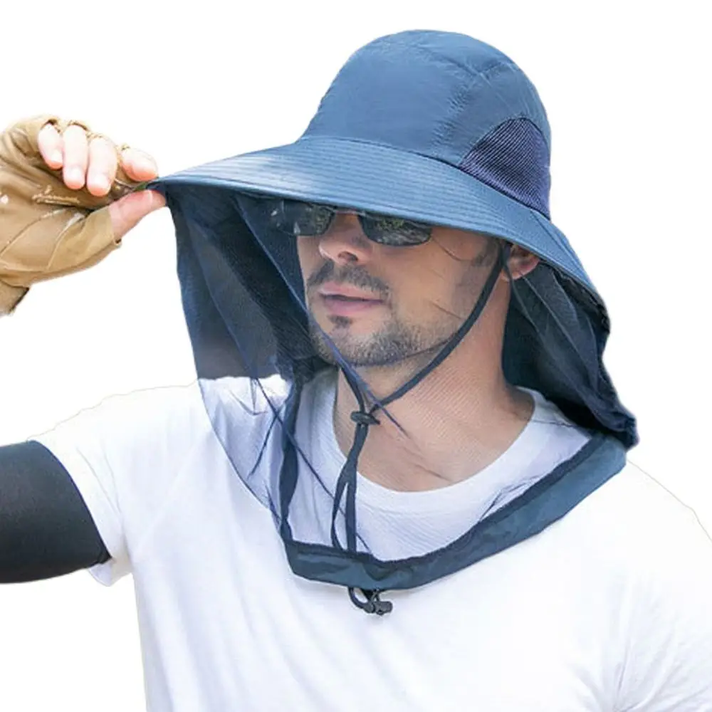 Face Neck Protection Summer Mosquito Hat Outdoor Sunscreen Portable Fishing Sun Cap Net Mesh Foldable Insect Proof Cap