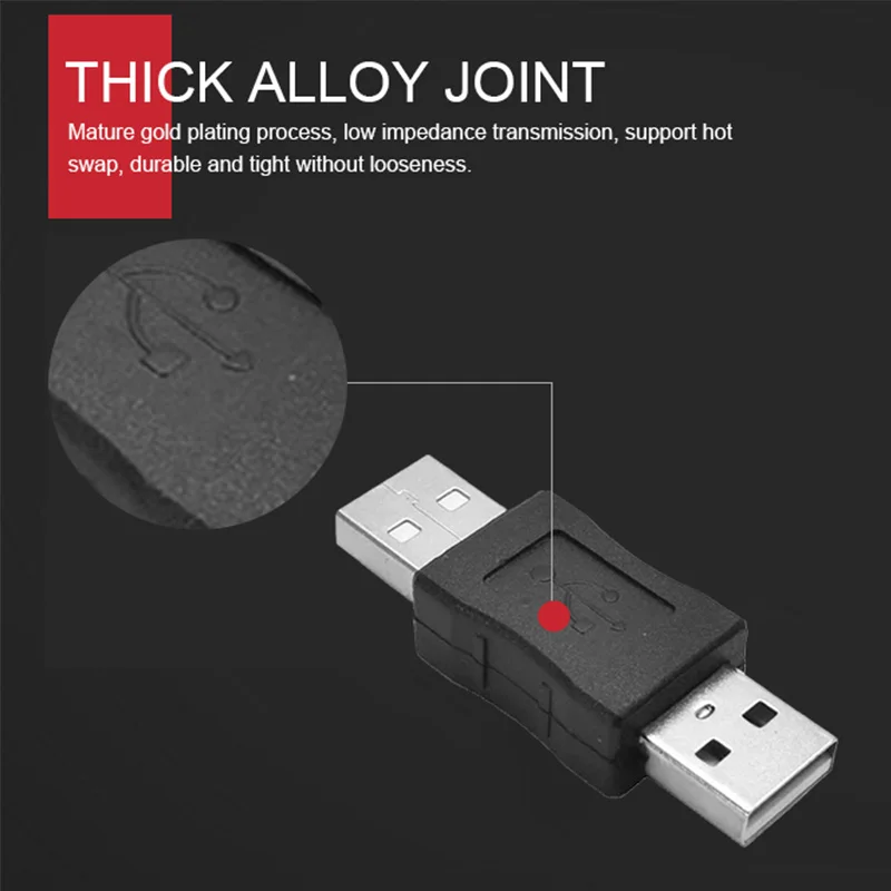Adaptador de extensión USB dual USB 2.0 A a un adaptador de conexión macho a macho para transmisión de datos