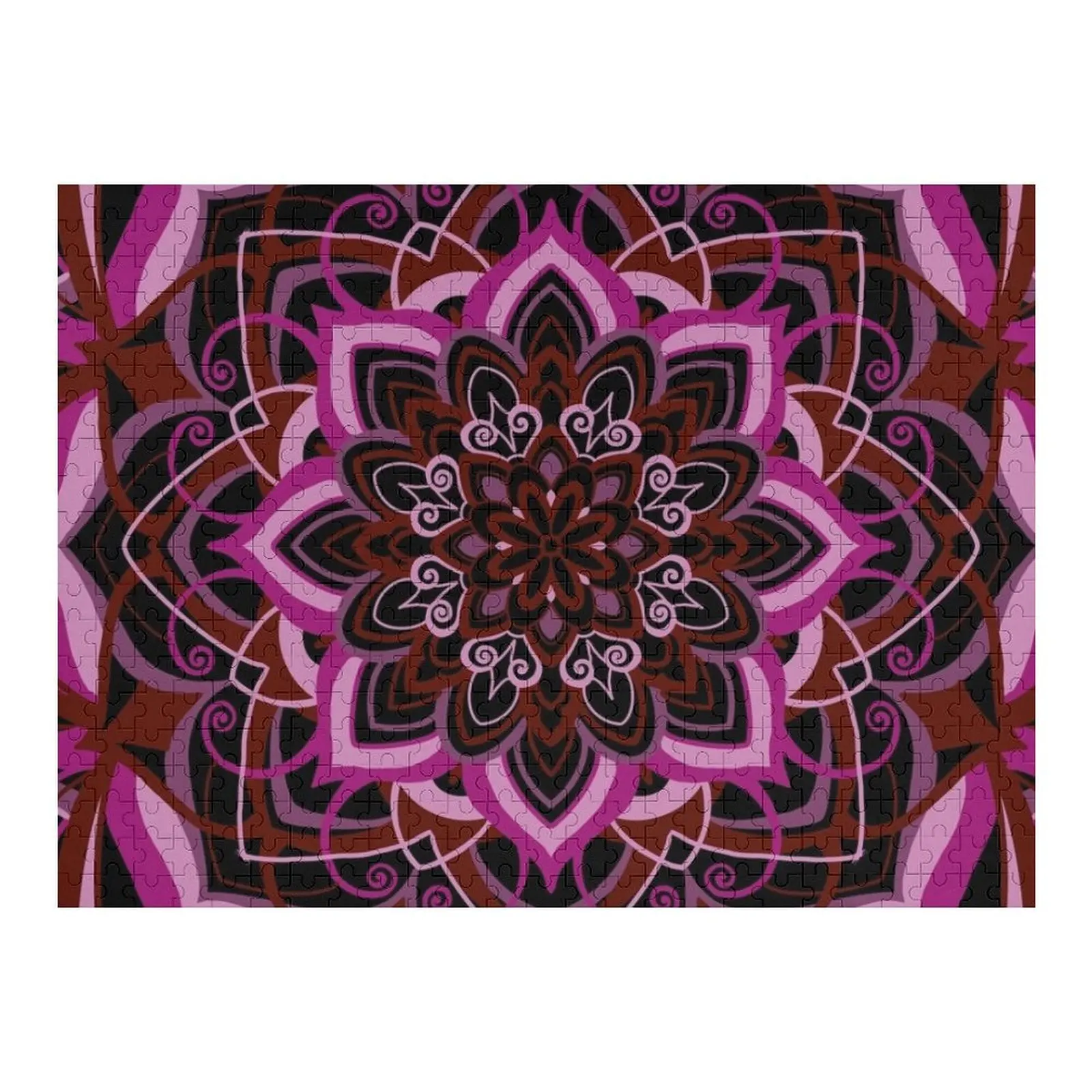 

Brown Rose pink mandala Jigsaw Puzzle Wooden Jigsaws For Adults Custom Photo Puzzle