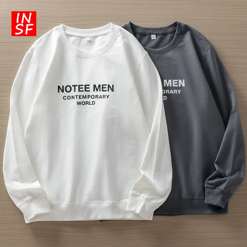 

Autumn round Ne Sweatirt Men's Spring Casual Heavyweight Trendy Brand Letter Print Base irt Boys Outerwear
