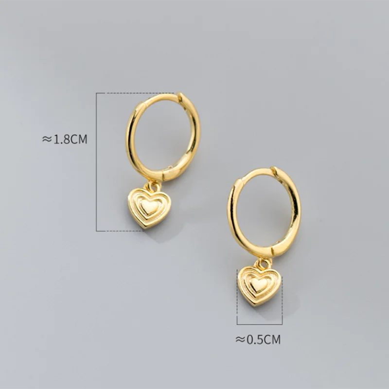 KAMIRA 925 Sterling Silver Heart Drop Huggie Earrings Gold Plated Trendy Layered Heart Jewelry for Women