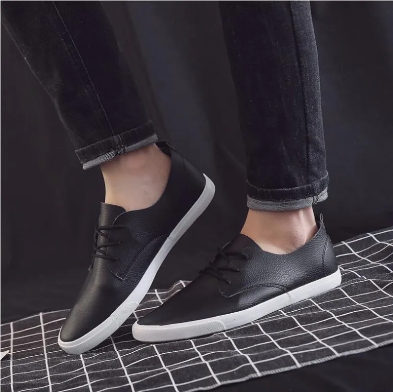 Summer Breathable Men\'s Shoes British Casual Shoes Board Shoes Round Toe White Style Korean Style Trendy Youth Shoes Sneakers