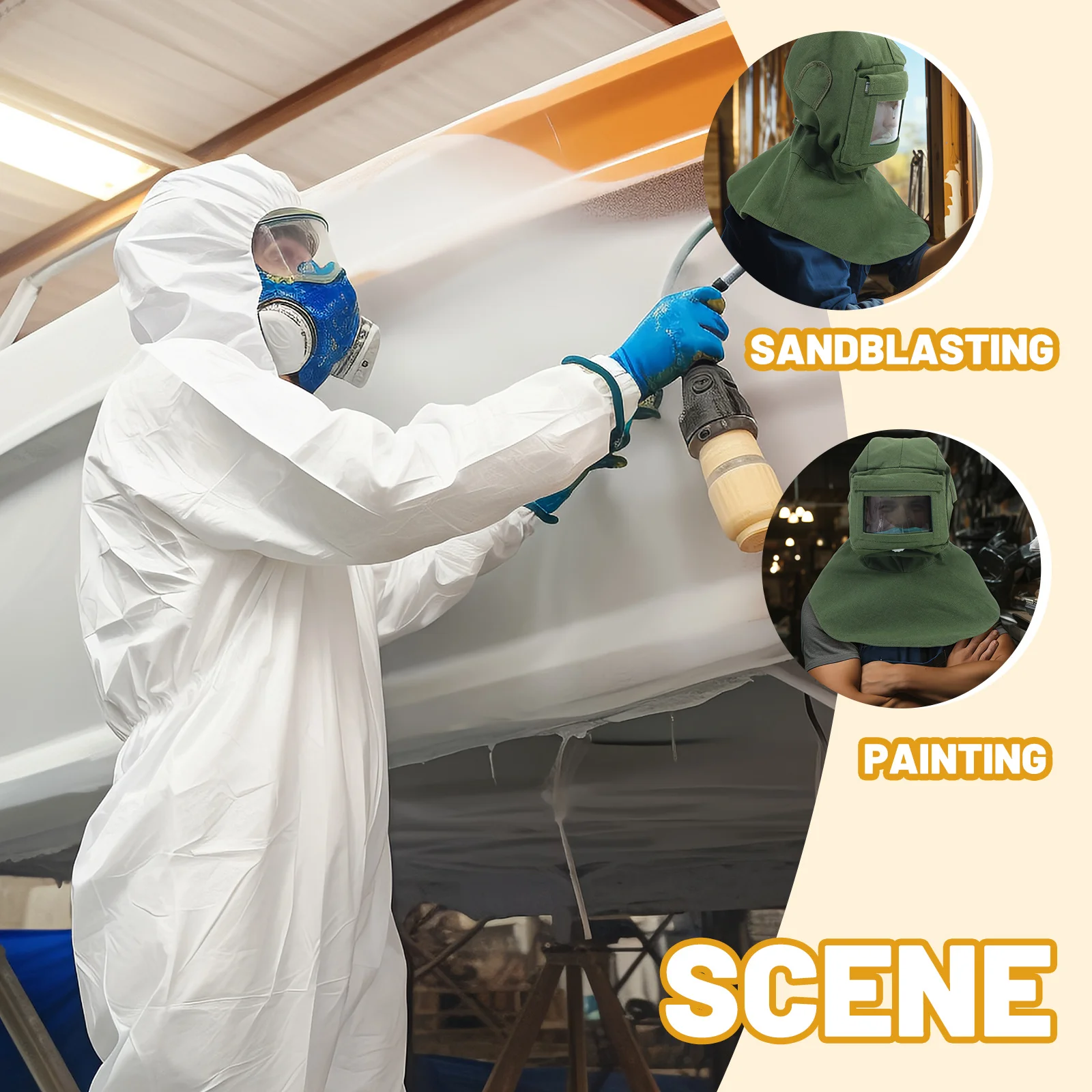 Sandblasting Hood Mask Anti-Dust Cap for Sandblasting Projects Heavy-Duty Shawl with Facial Protection Comfortable Breathable