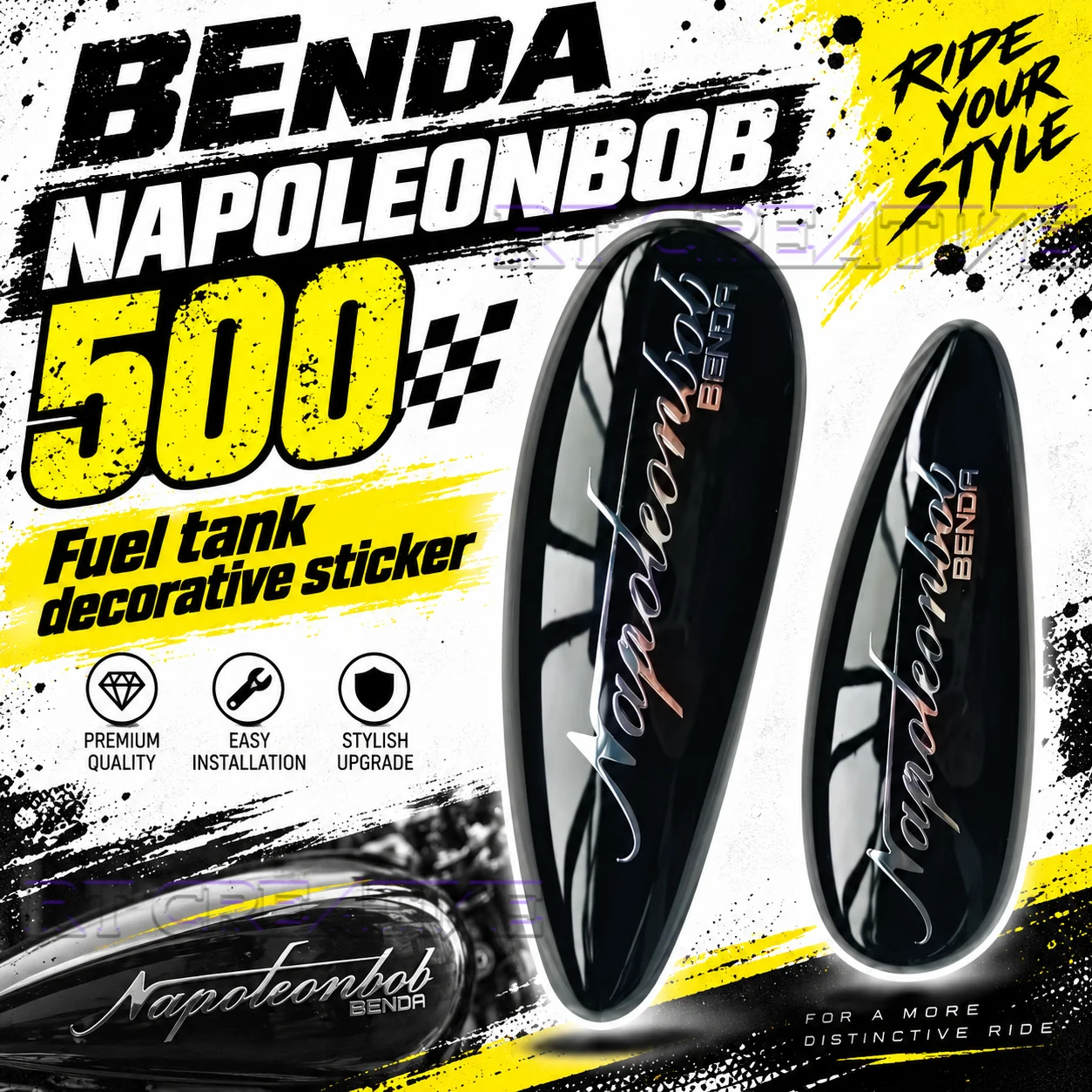 Motorcycle Protective Film and Fuel Tank Decorative Decals for BENDA Napoleon Bob 500