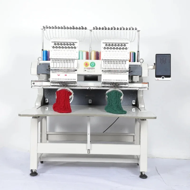 For Tajima 2-Head Digital Computer Embroidery Machine 15-12 Needles for Cap T-Shirt & Flat Socks with Motor Core Component