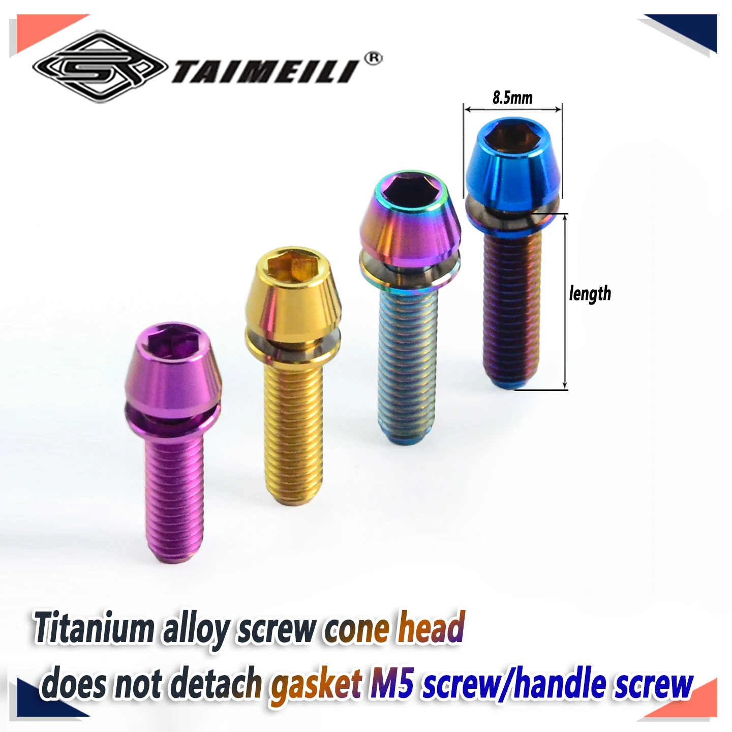 TAIMEILI 1pcs titanium alloy screw m5x16/18/20 cone head non open washer bicycle mounting screw