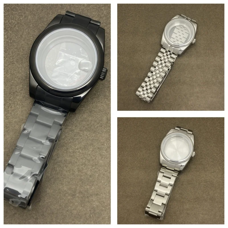 Accessori per custodie per NH35 Log Round Edge 36/39MM Cassa in acciaio inossidabile Vetro zaffiro per movimento NH35/36